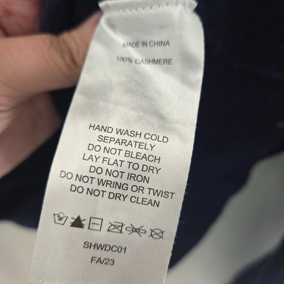 Quince Navy Blue 100% Mongolian Cashmere V-Neck Large - Picture 9 of 9